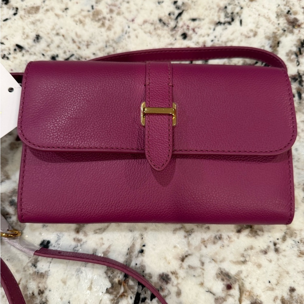 Fossil Emery Wos Leather Convertible Crossbody/Wallet Bag Pink Sapphire